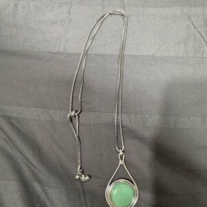 Kendra Scott Silver Necklace with turquoise Pendant (two color sides)